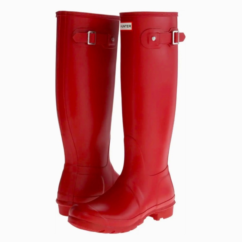 Hunter original tall rain boots red